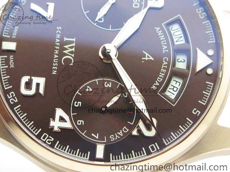 MIROTIME 0202 Popular Big Pilot Real PR IW502706 RG YLF 1:1 Best Edition Brown Dial On Calfskin Strap A 7223